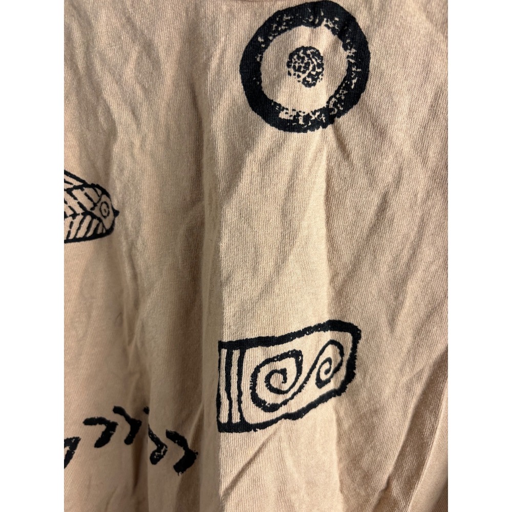 Retro Jostar Tan Tribal Fish Print Sleeveless Tank Top Made‎ in USA Womens L - Picture 2 of 6